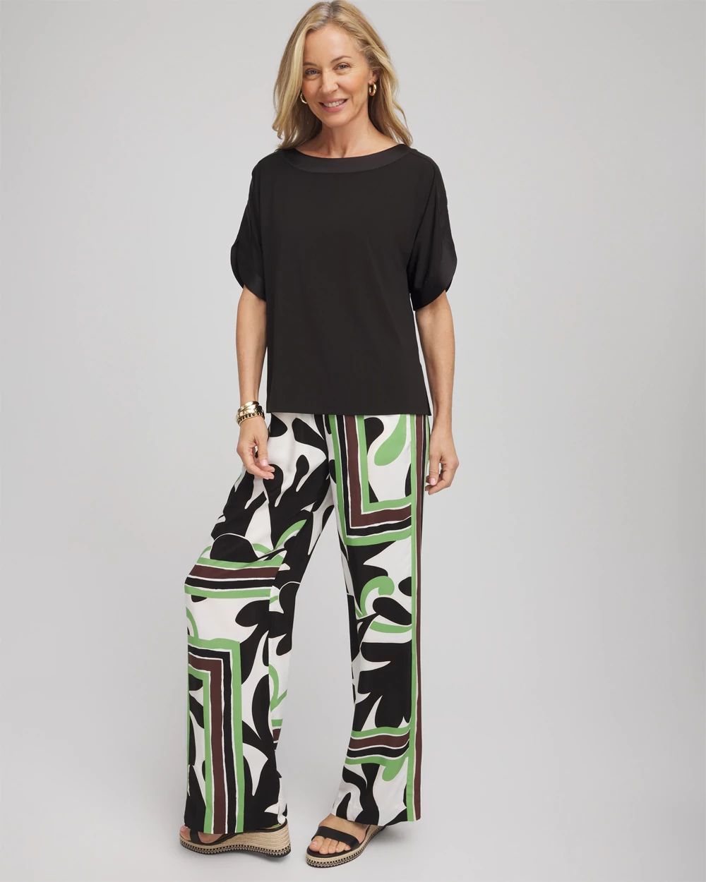 Jersey & Satin Dolman Tee | Chico's